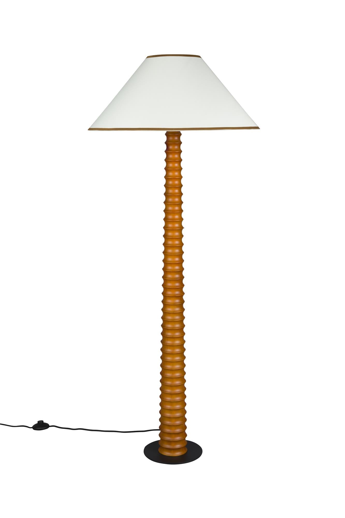 Lampa podłogowa HORACE drewno dębowe z bawełnianym kloszem