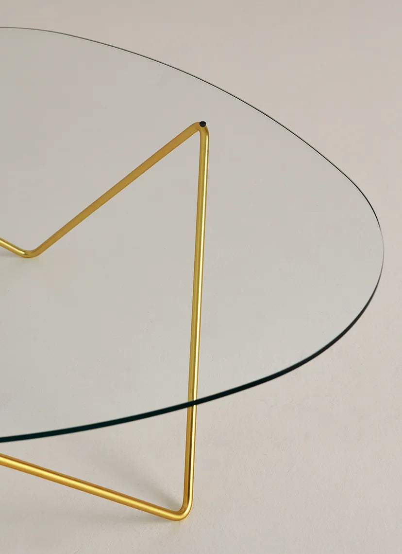 PEDRERA coffee table with glass and gold base