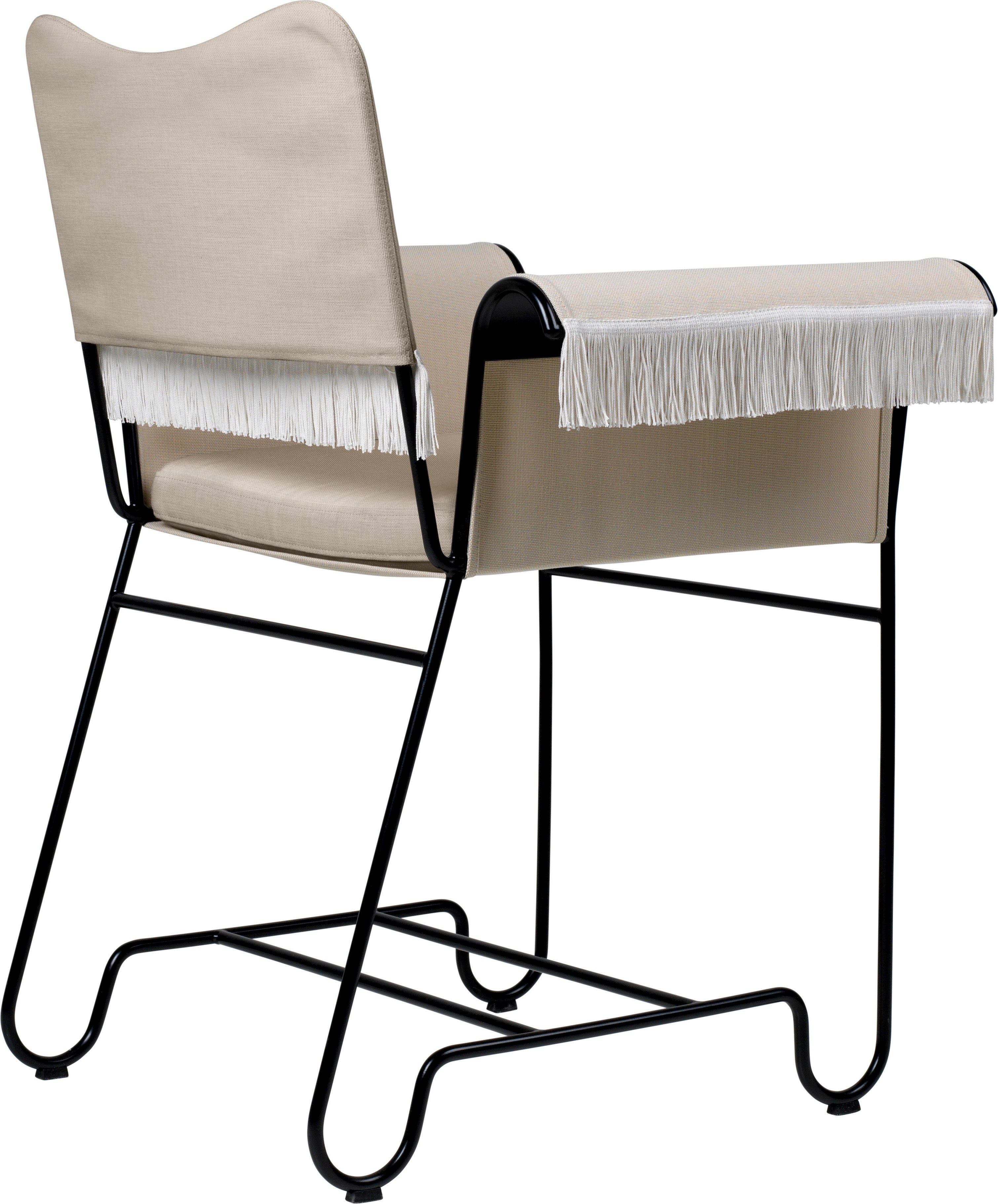 TROPIQUE Gartenstuhl, beige, mit schwarzem Stahlgestell