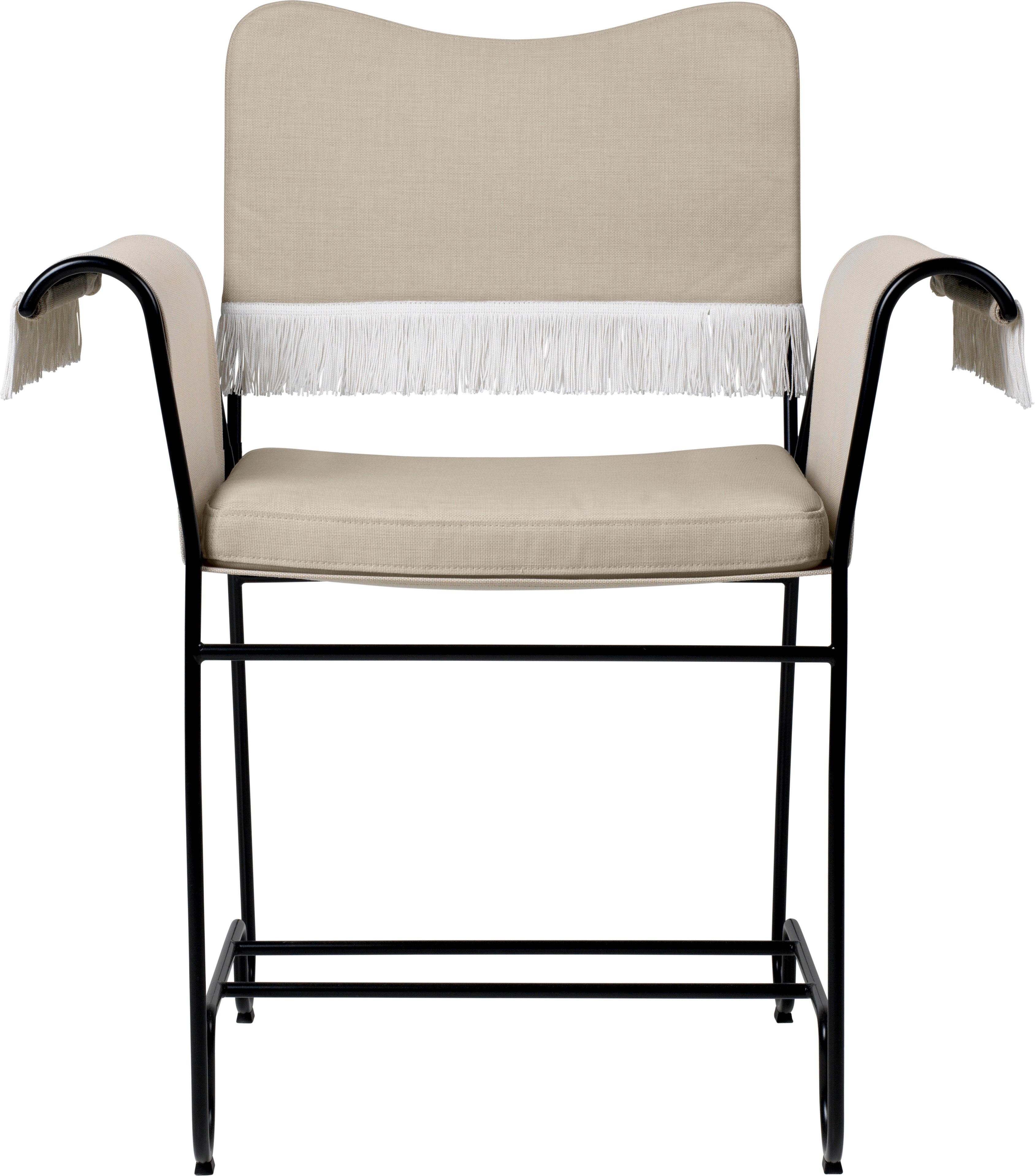 TROPIQUE Gartenstuhl, beige, mit schwarzem Stahlgestell