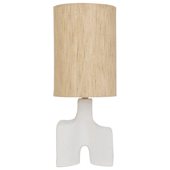 Lampa stołowa HIKARI ceramiczna podstawa z piaskowym abażurem