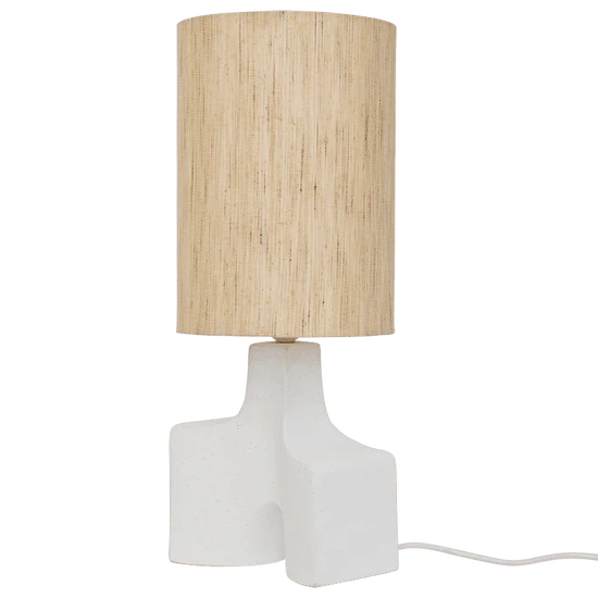 Lampa stołowa HIKARI ceramiczna podstawa z piaskowym abażurem