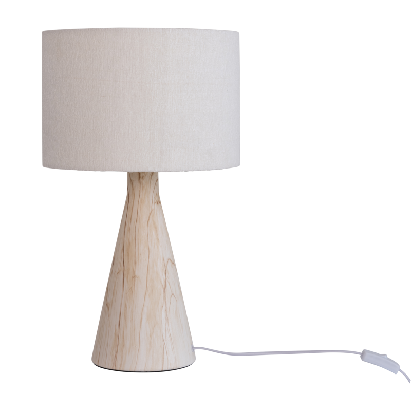 Lampa stołowa JUN ceramiczna podstawa z lnianym abażurem
