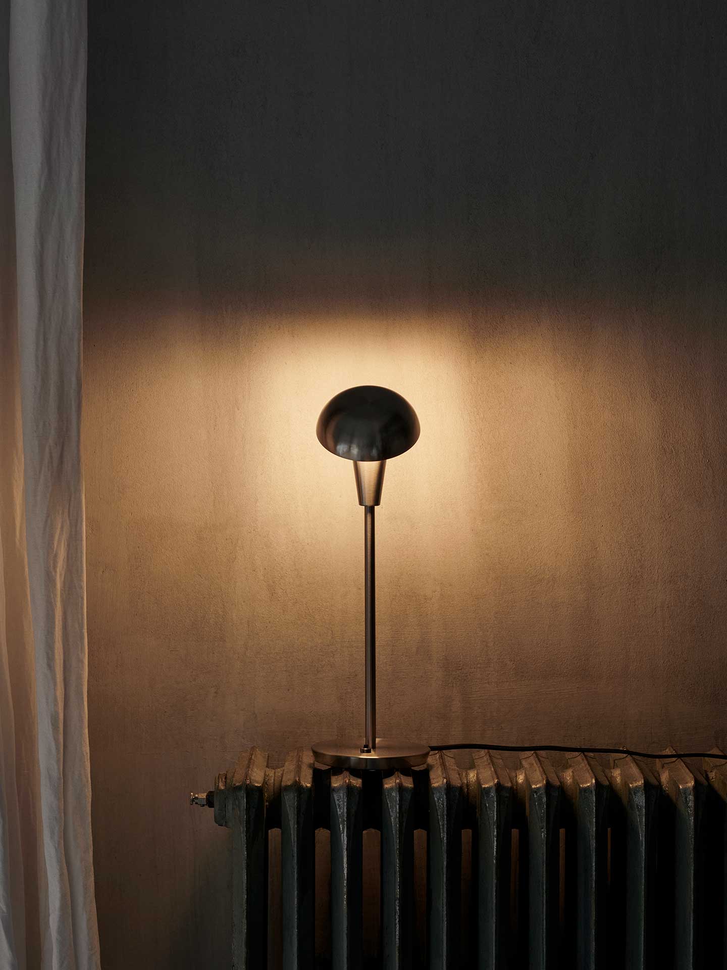 Silver tin table lamp