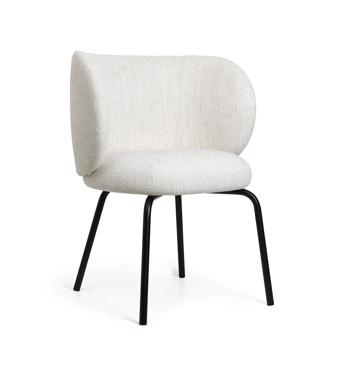 Chair with armrests Rico Bouclé broken white with a black base