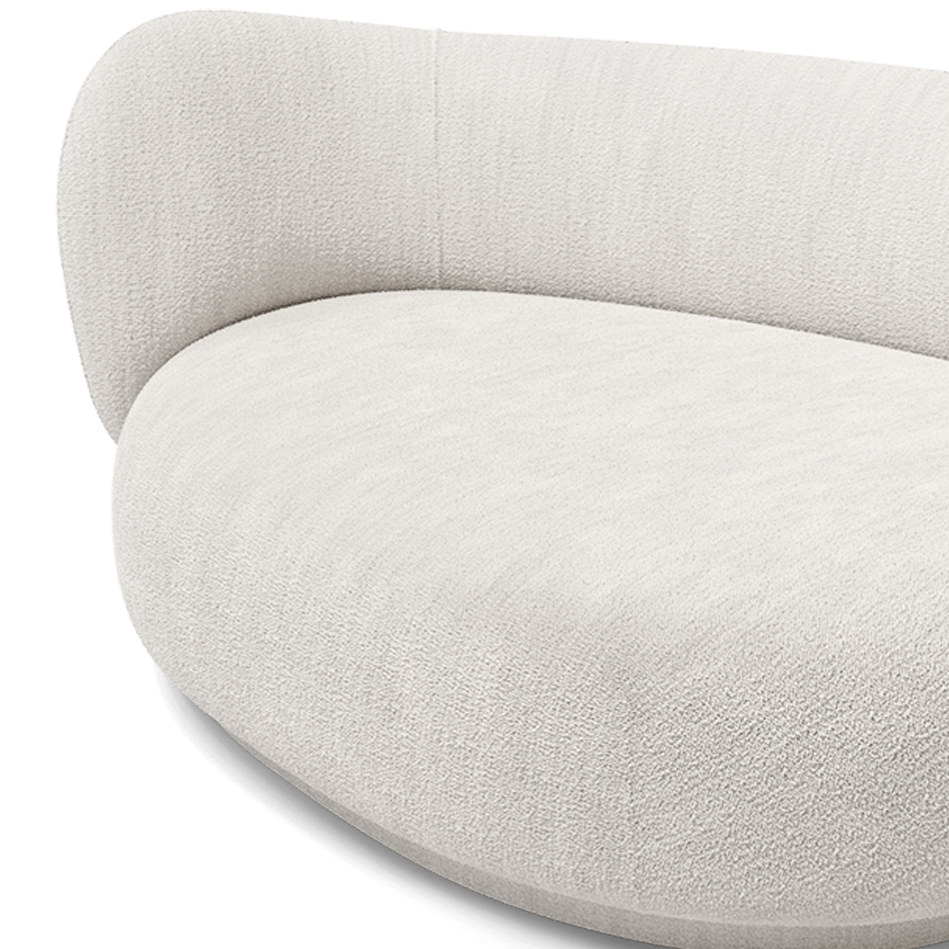 Sofa prawostronna RICO CURVE Boucle złamana biel