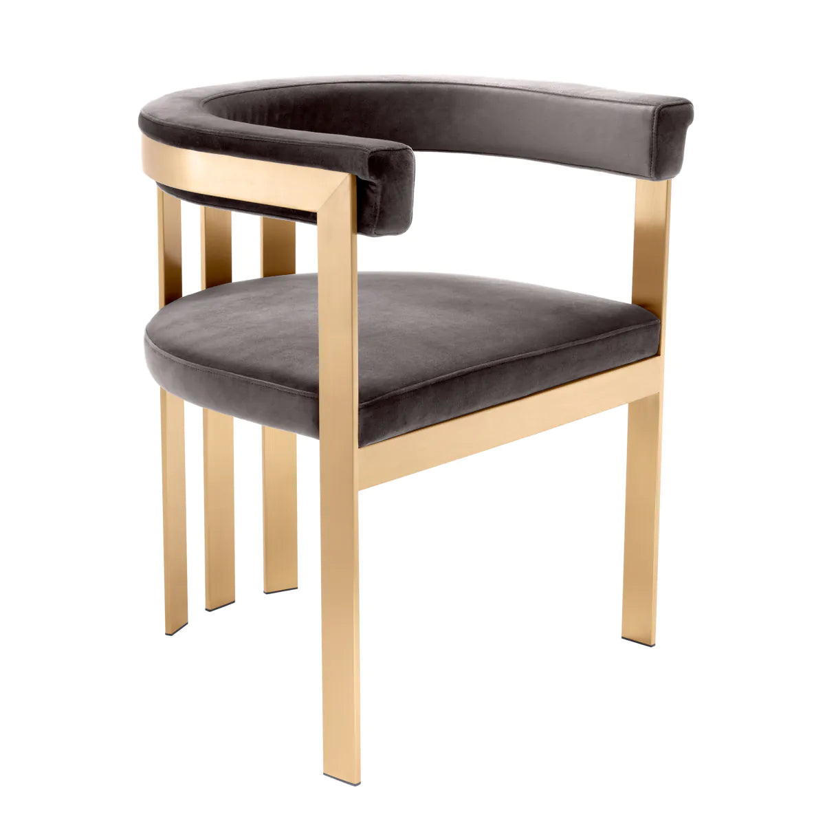Krzesło aksamitne CLUBHOUSE szary z mosiężną podstawą Eichholtz    Eye on Design