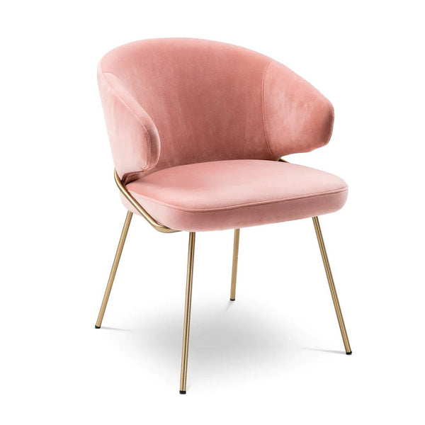 Krzesło aksamitne KINLEY różowy z mosiężnym wykończeniem Eichholtz    Eye on Design