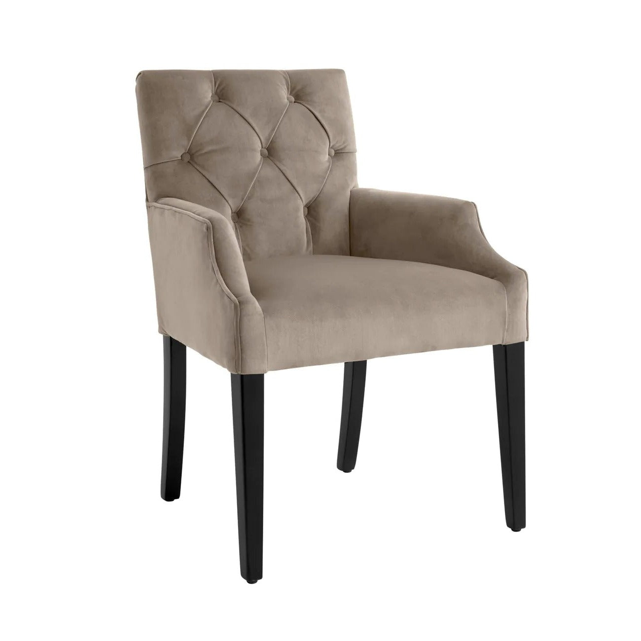 Krzesło aksamitne z podłokietnikami ATENA jasnoszary Eichholtz    Eye on Design