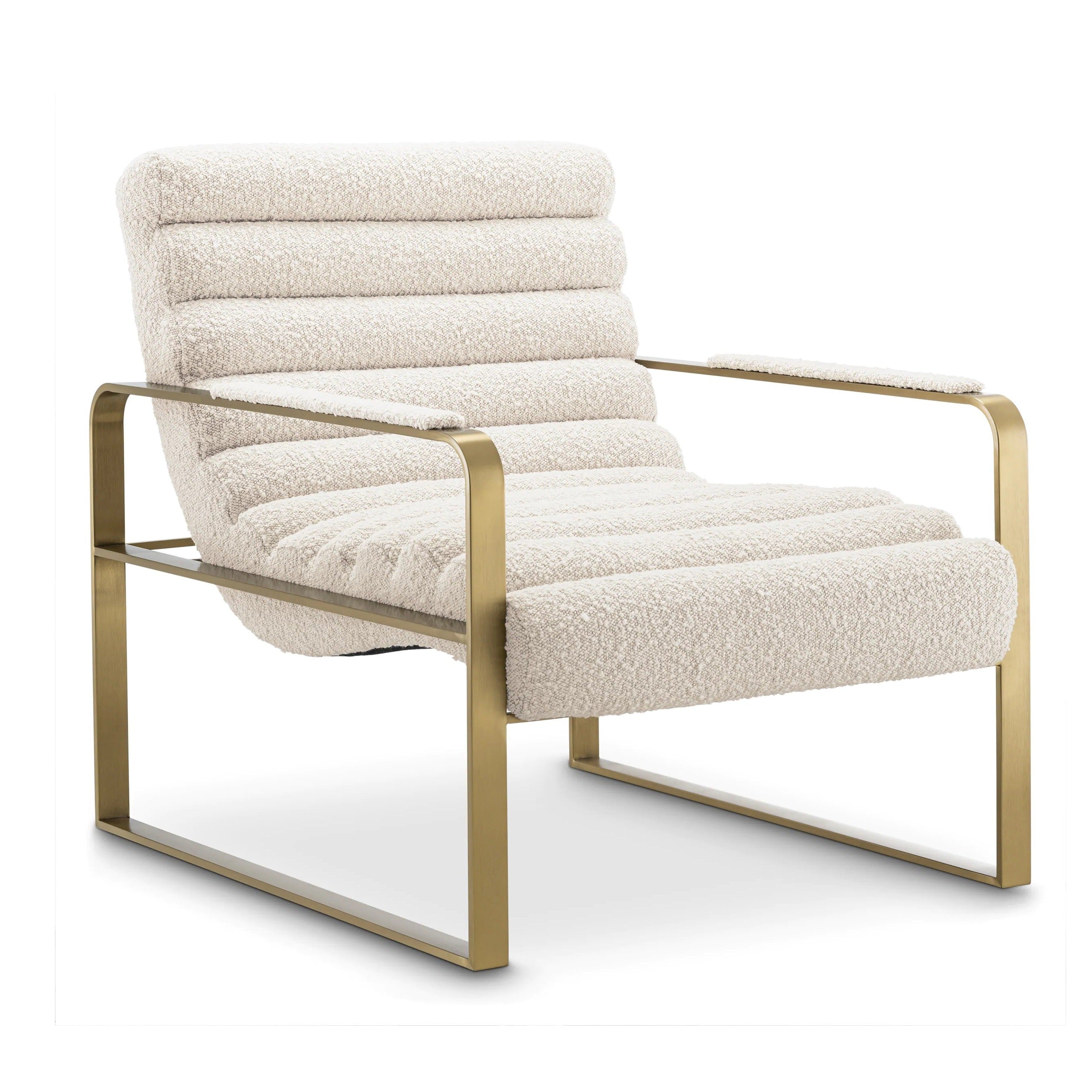 Krzesło w tkaninie boucle OLSEN kremowy z mosiężnym wykończeniem Eichholtz    Eye on Design