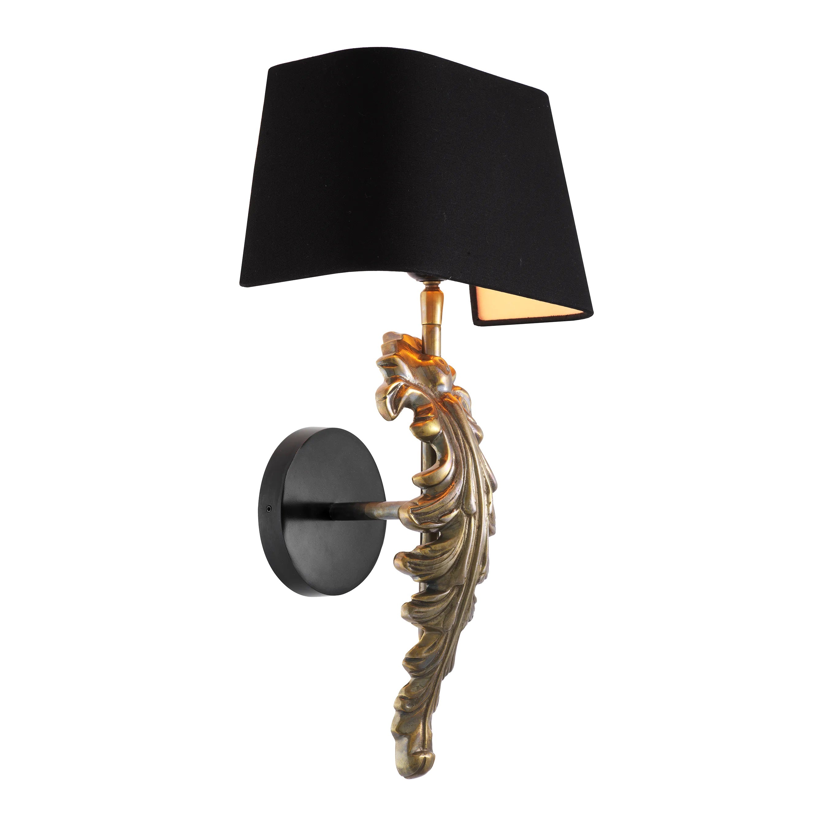 Lampa ścienna BEAU SITE postarzany mosiądz z czarnym kloszem Eichholtz    Eye on Design