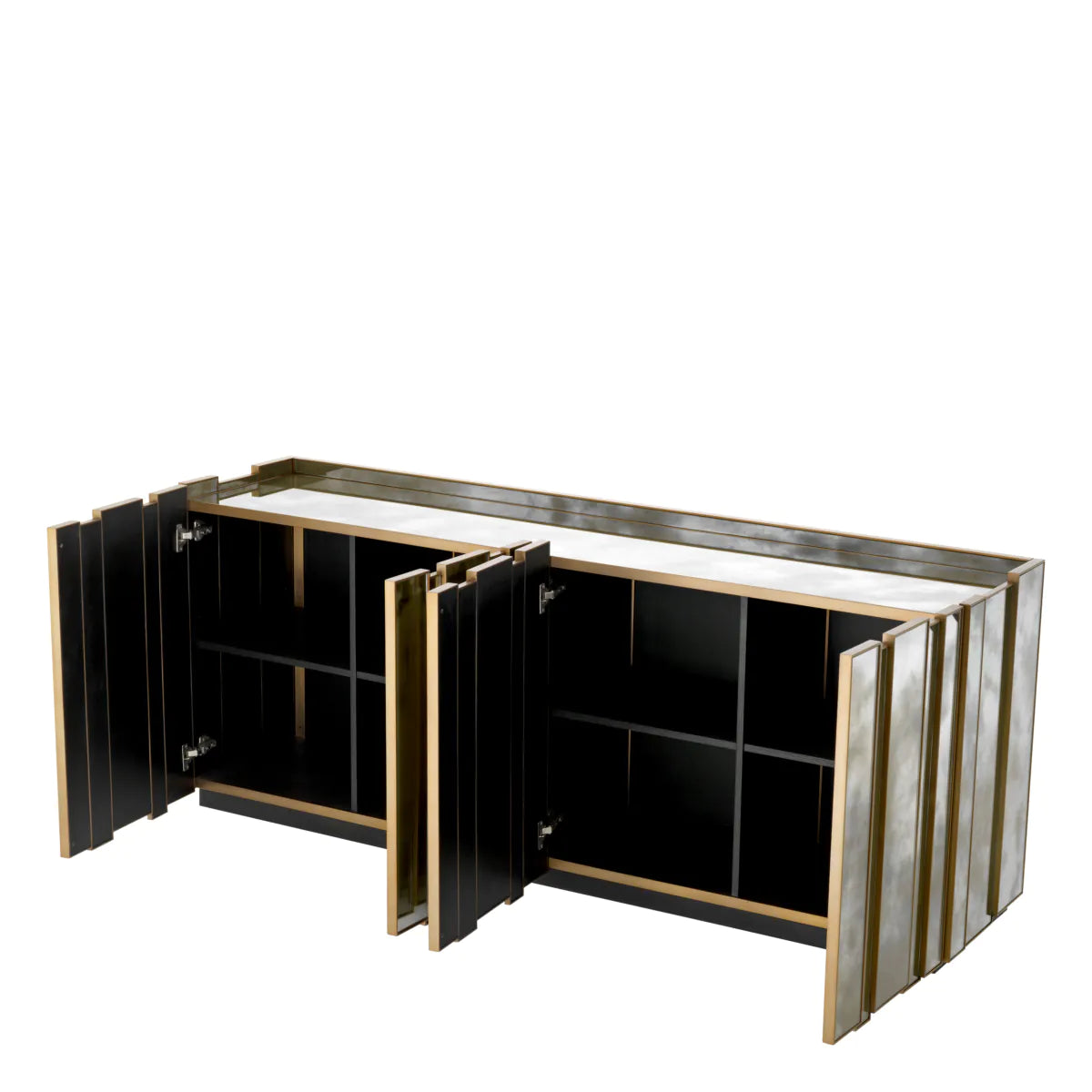 Nottingham mirror chest of drawers with a brass finish