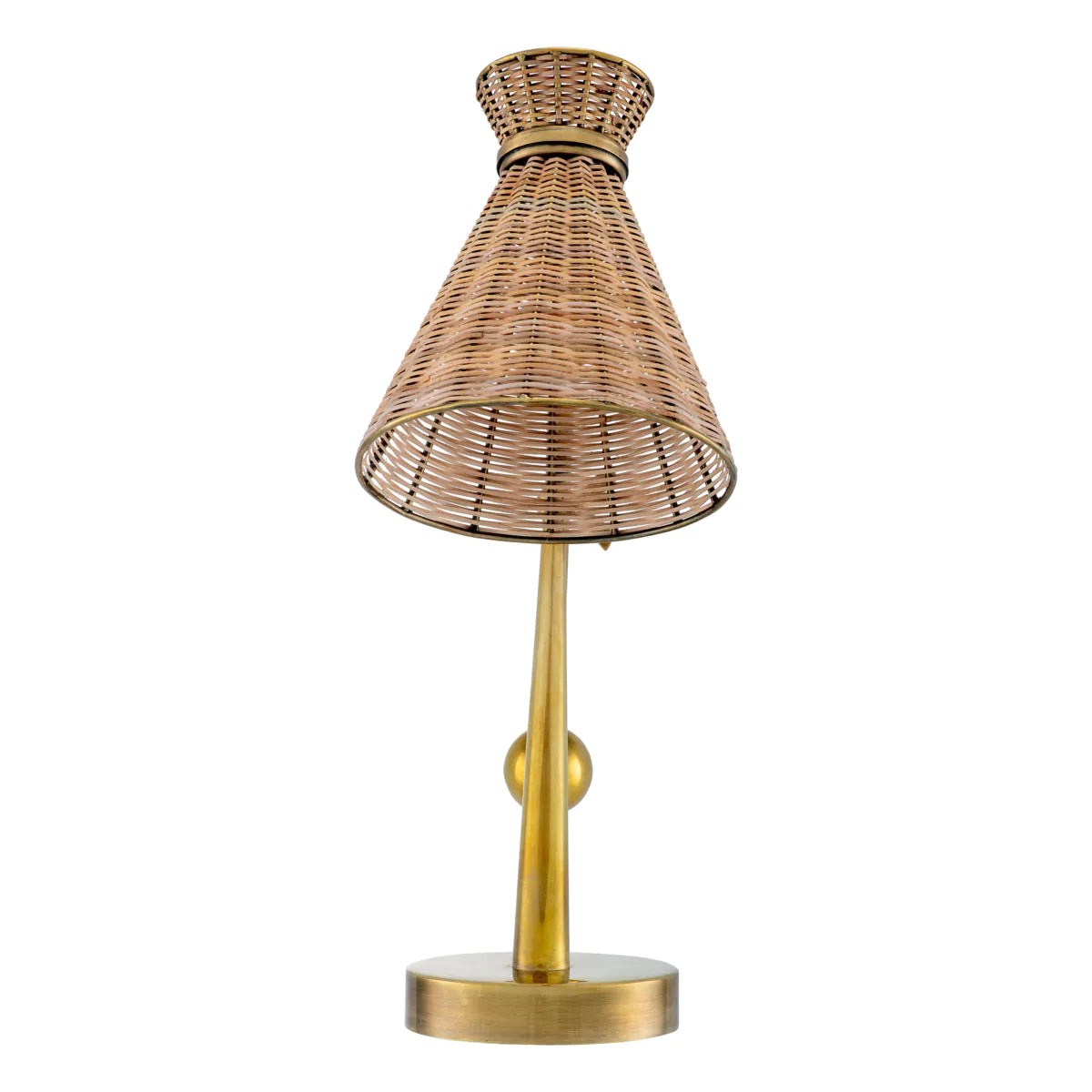 Tischlampe KON TIKI Rattan mit antikem Gold