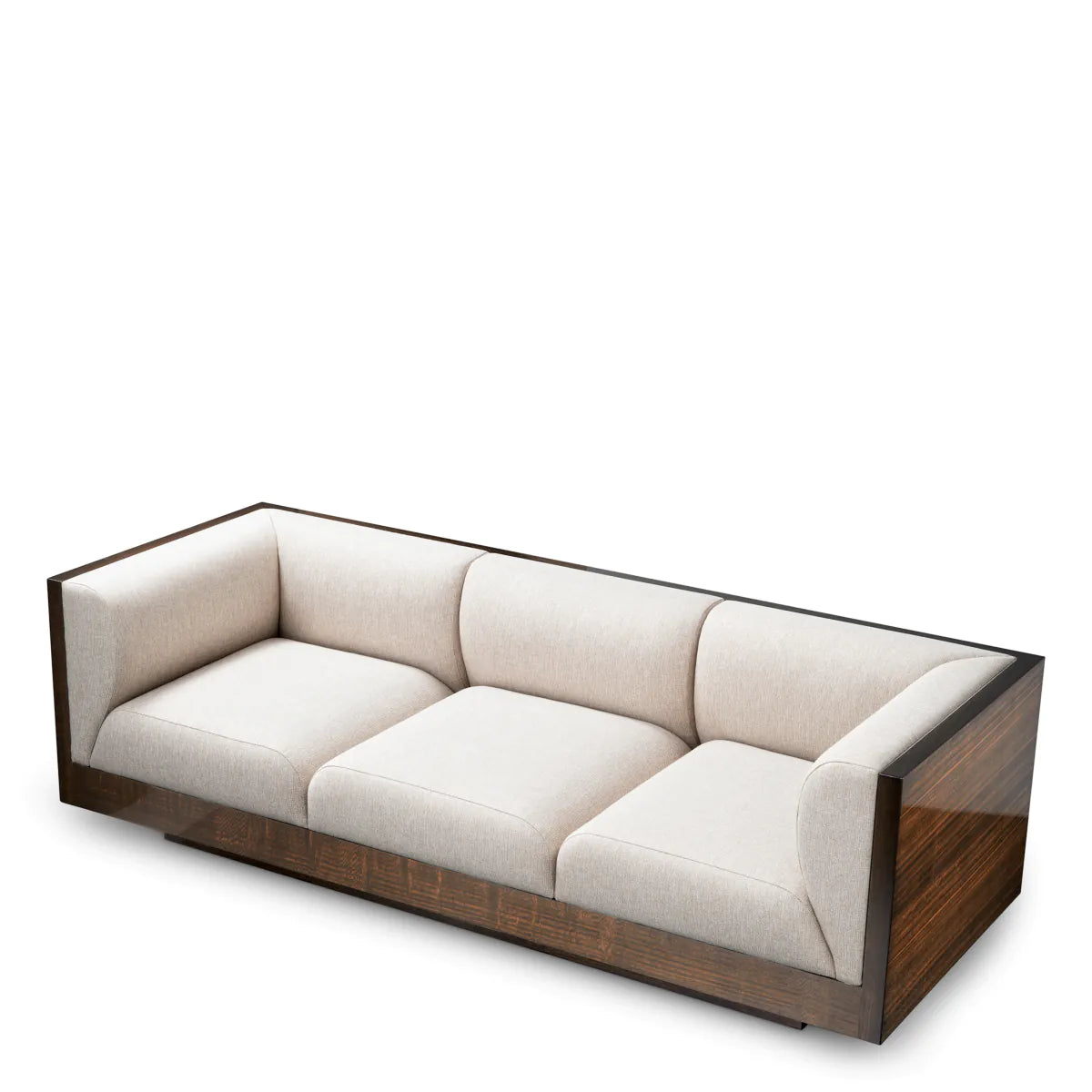Sofa SEBASTIAN kremfarben mit Eukalyptusfurnier