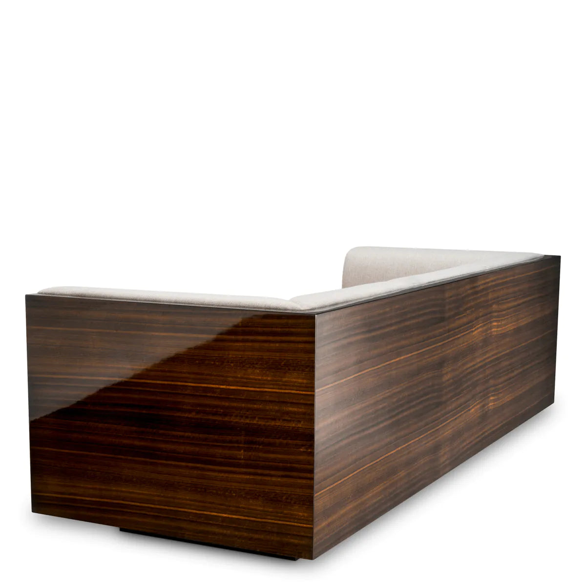 Sofa SEBASTIAN kremfarben mit Eukalyptusfurnier