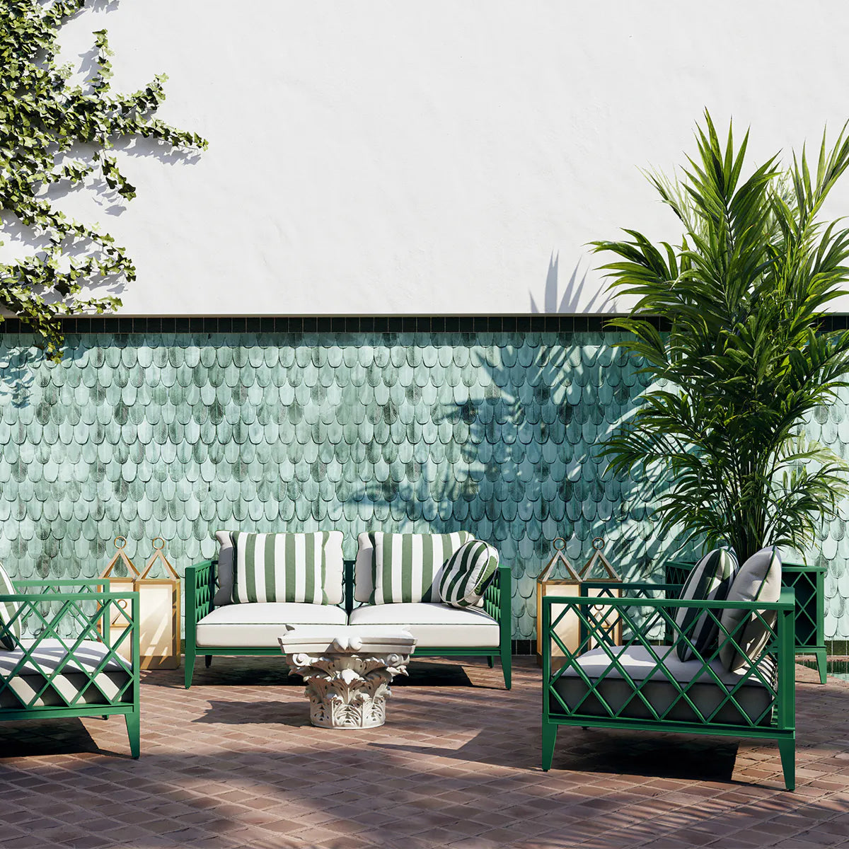 Outdoor armchair OCEAN CLUB black with cream