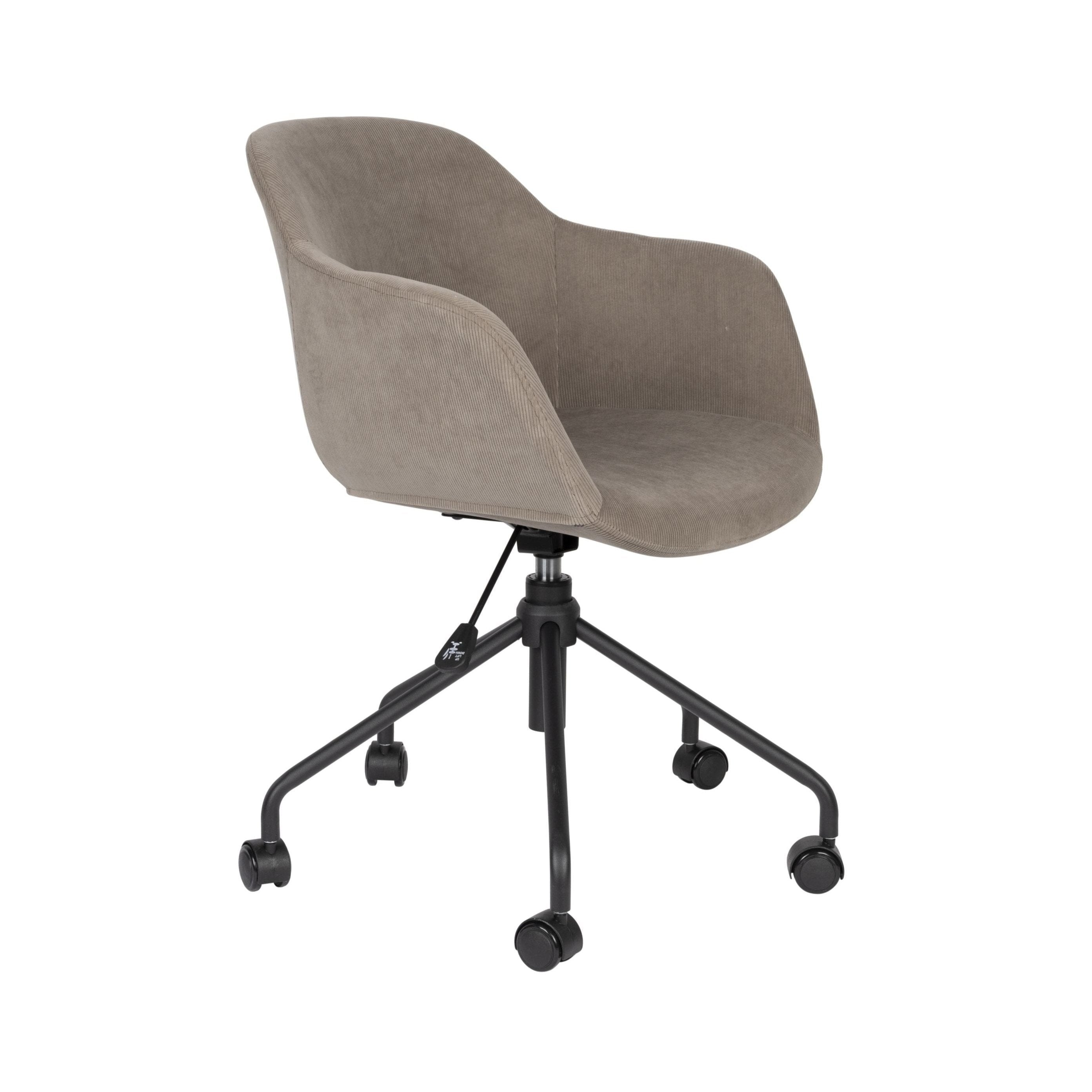 Junzo Rib Grey Office Stuhl mit einer schwarzen Basis