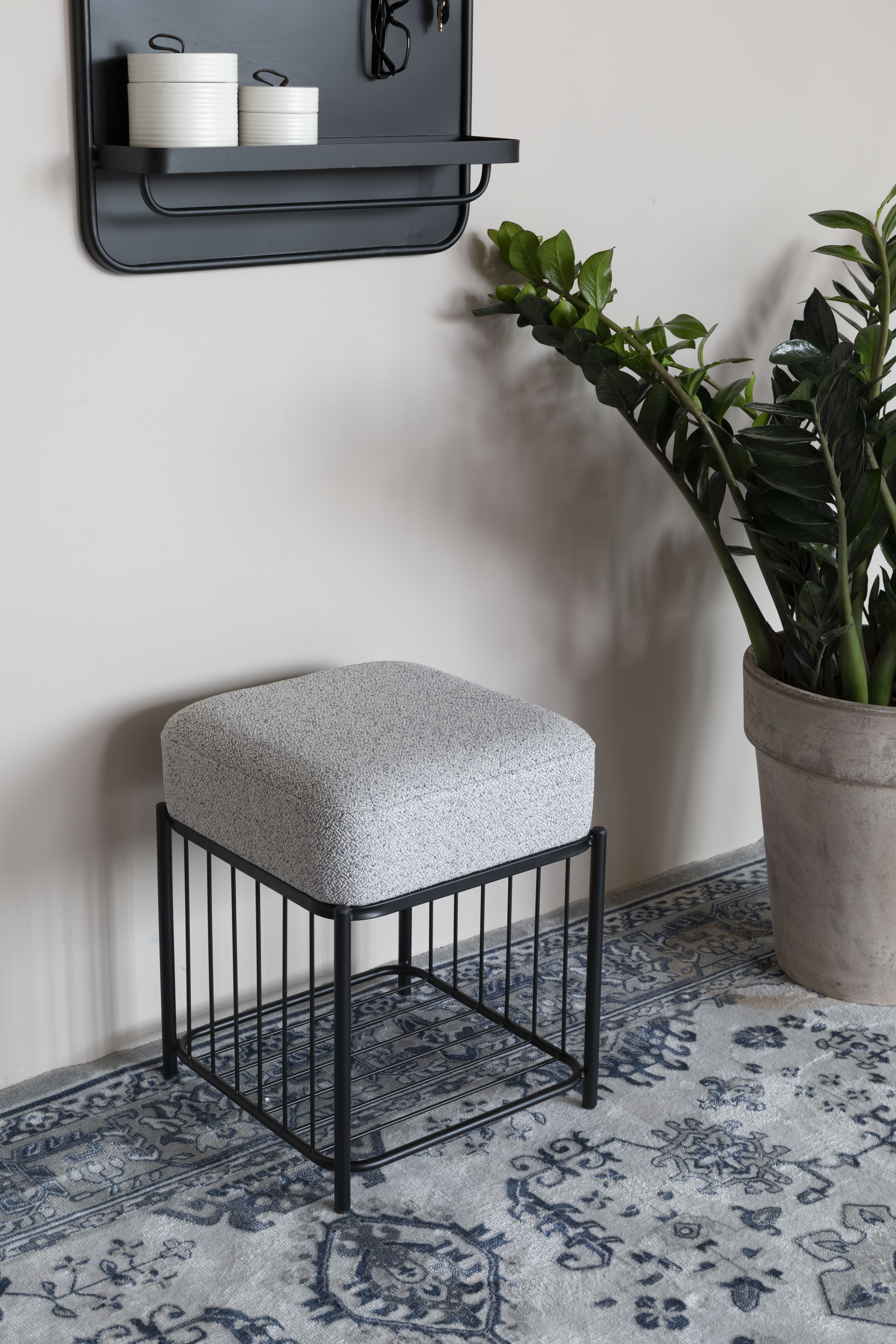 Square stool Milou gray