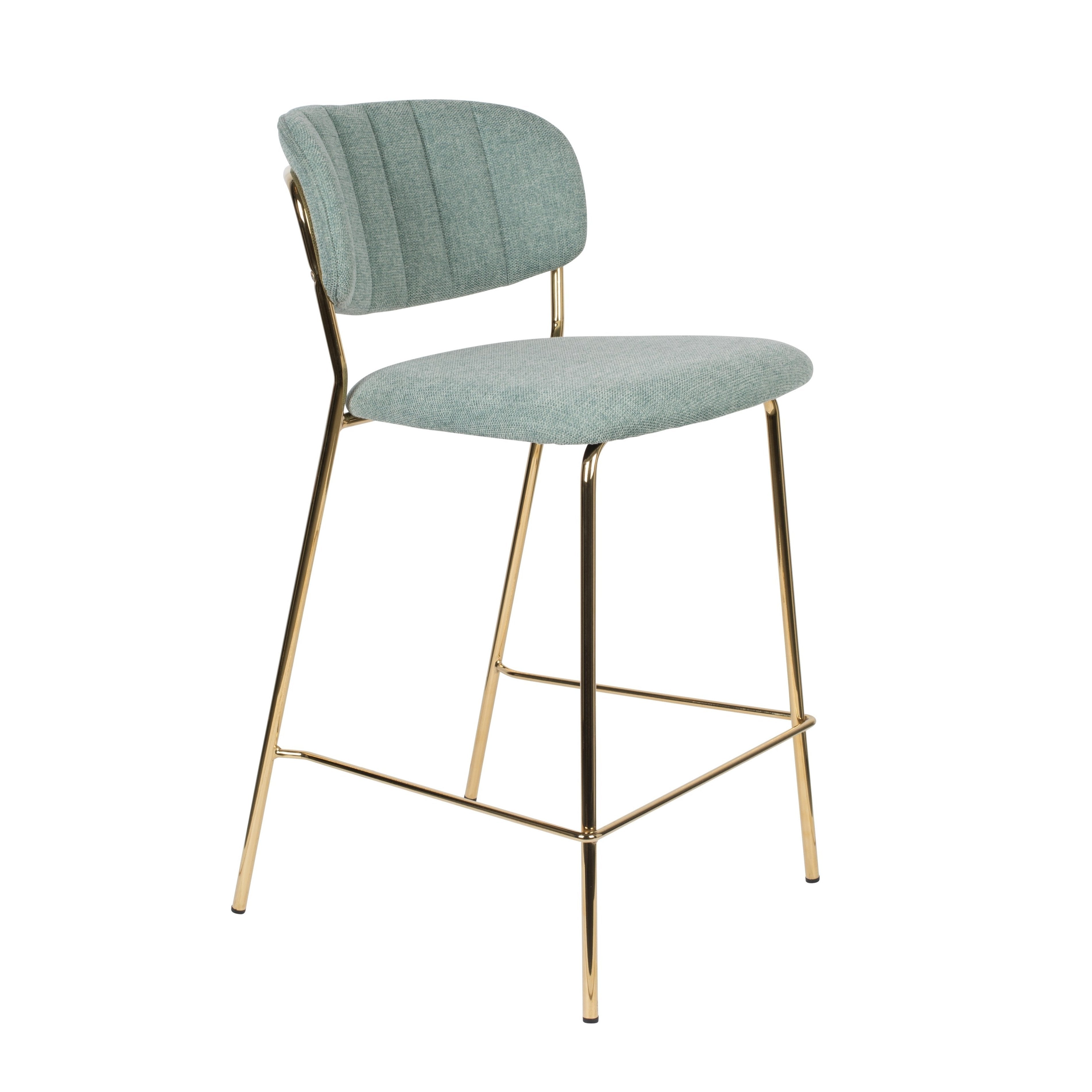 Jolien light -green bar chair with a golden base