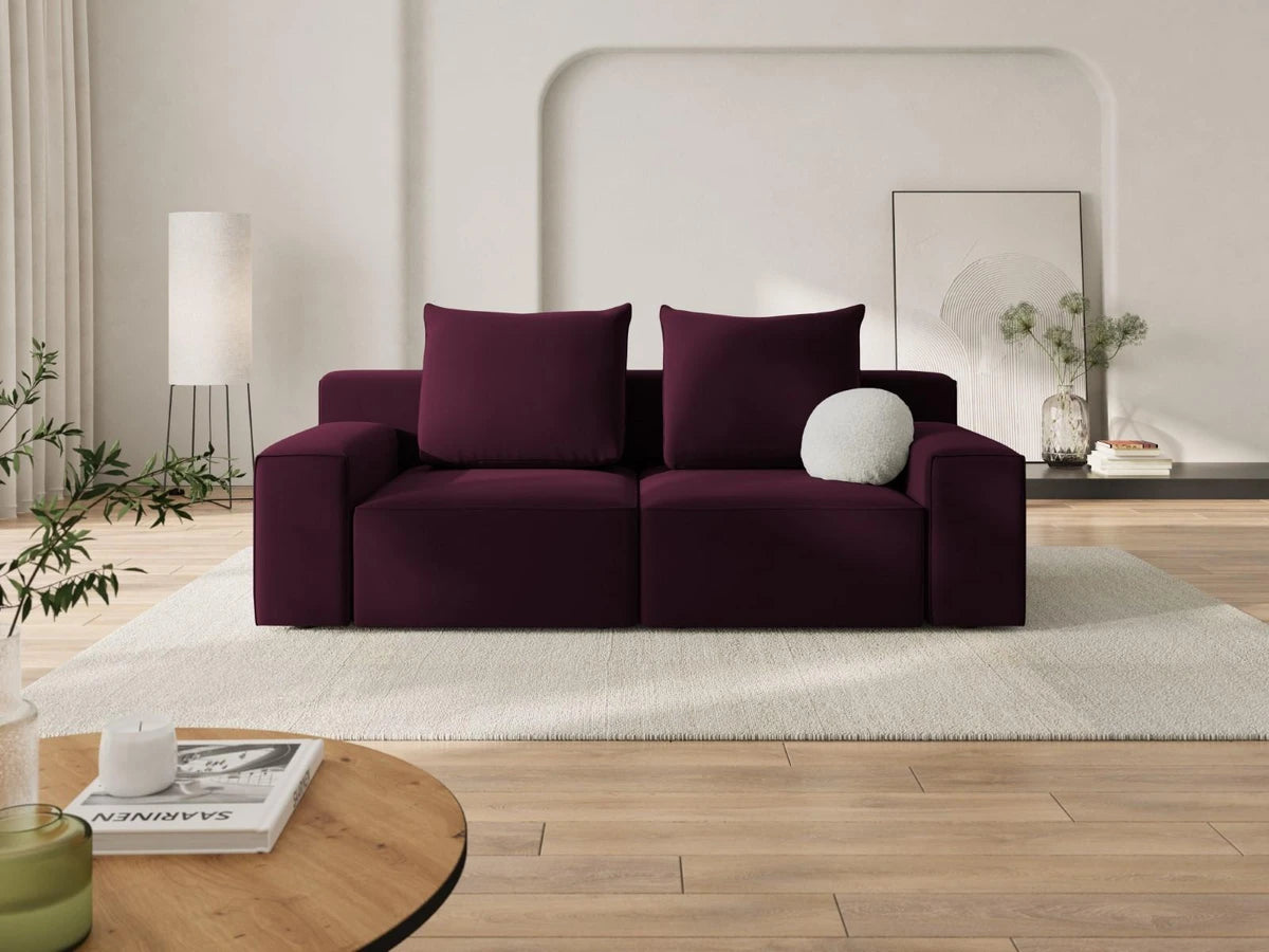 Sofa aksamitna 3-osobowa IVY burgundowy Mazzini Sofas    Eye on Design