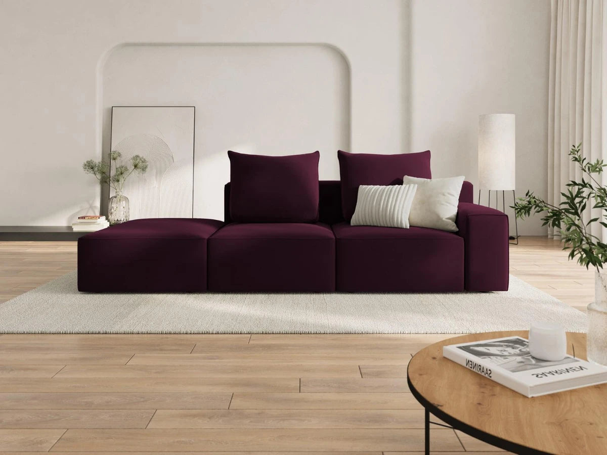 Sofa aksamitna lewostronna 4-osobowa IVY burgundowy Mazzini Sofas    Eye on Design