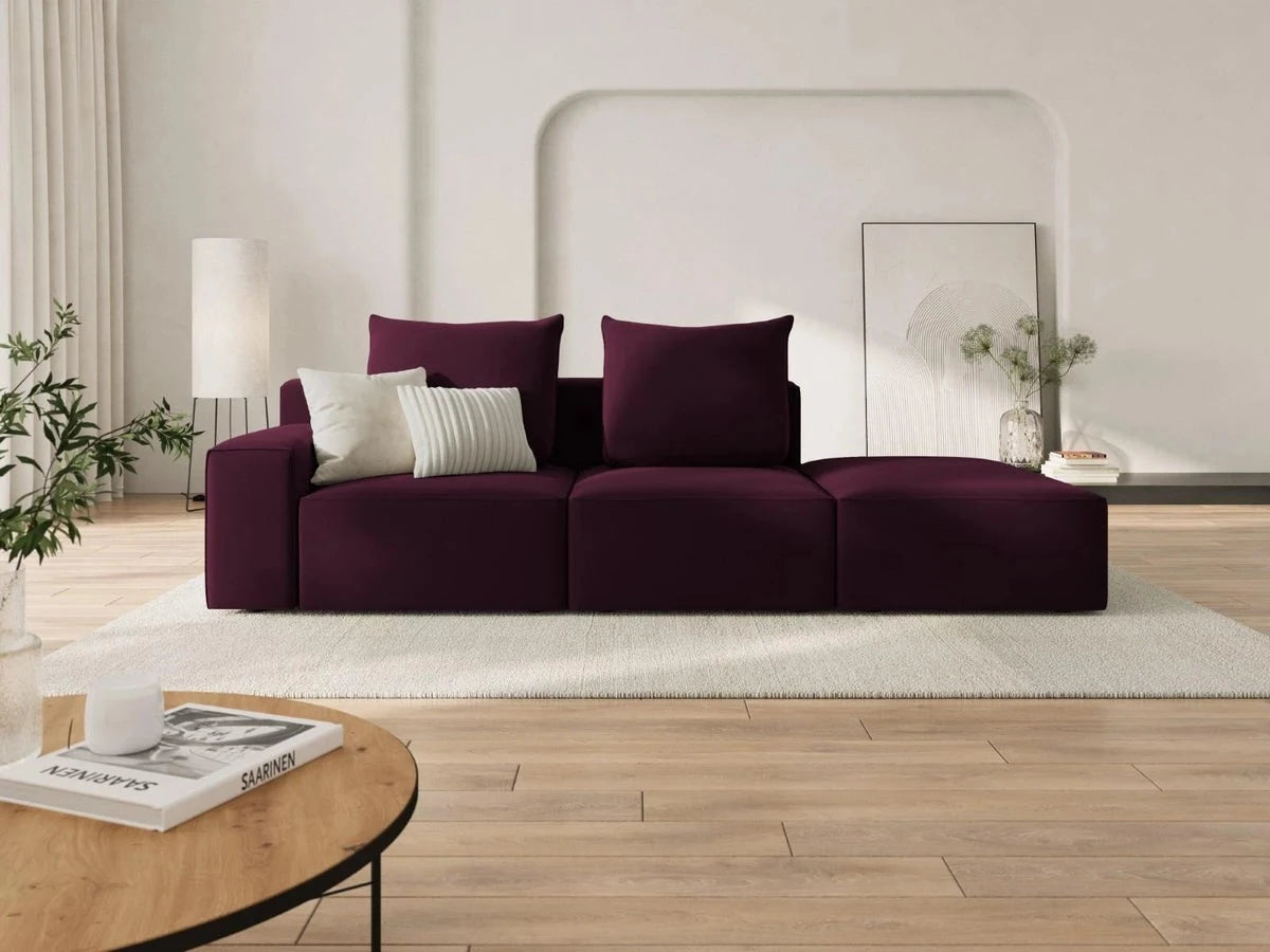 Sofa aksamitna prawostronna 4-osobowa IVY burgundowy Mazzini Sofas    Eye on Design
