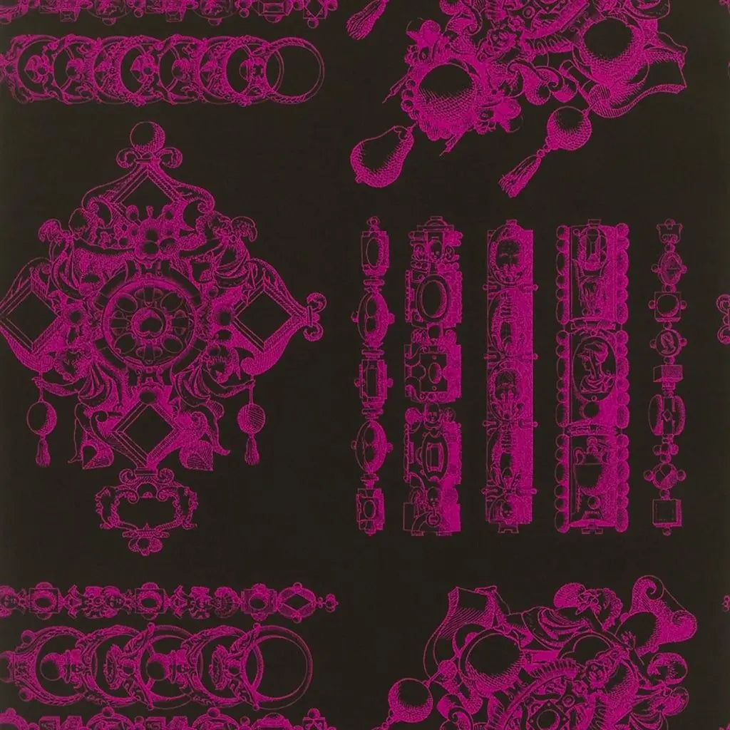 Tapeta LA MAIN AU COLLET - LIPSTICK czarny z różowym Christian Lacroix    Eye on Design