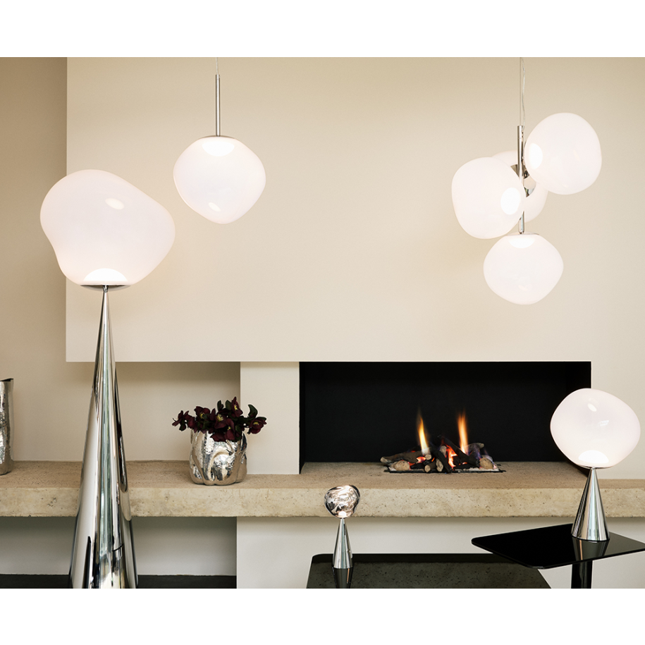 Melt overthrum hanging lamp with a silver finish