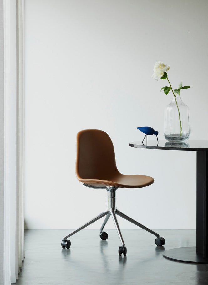 4W Blue Form Office chair with an aluminum base on wheels