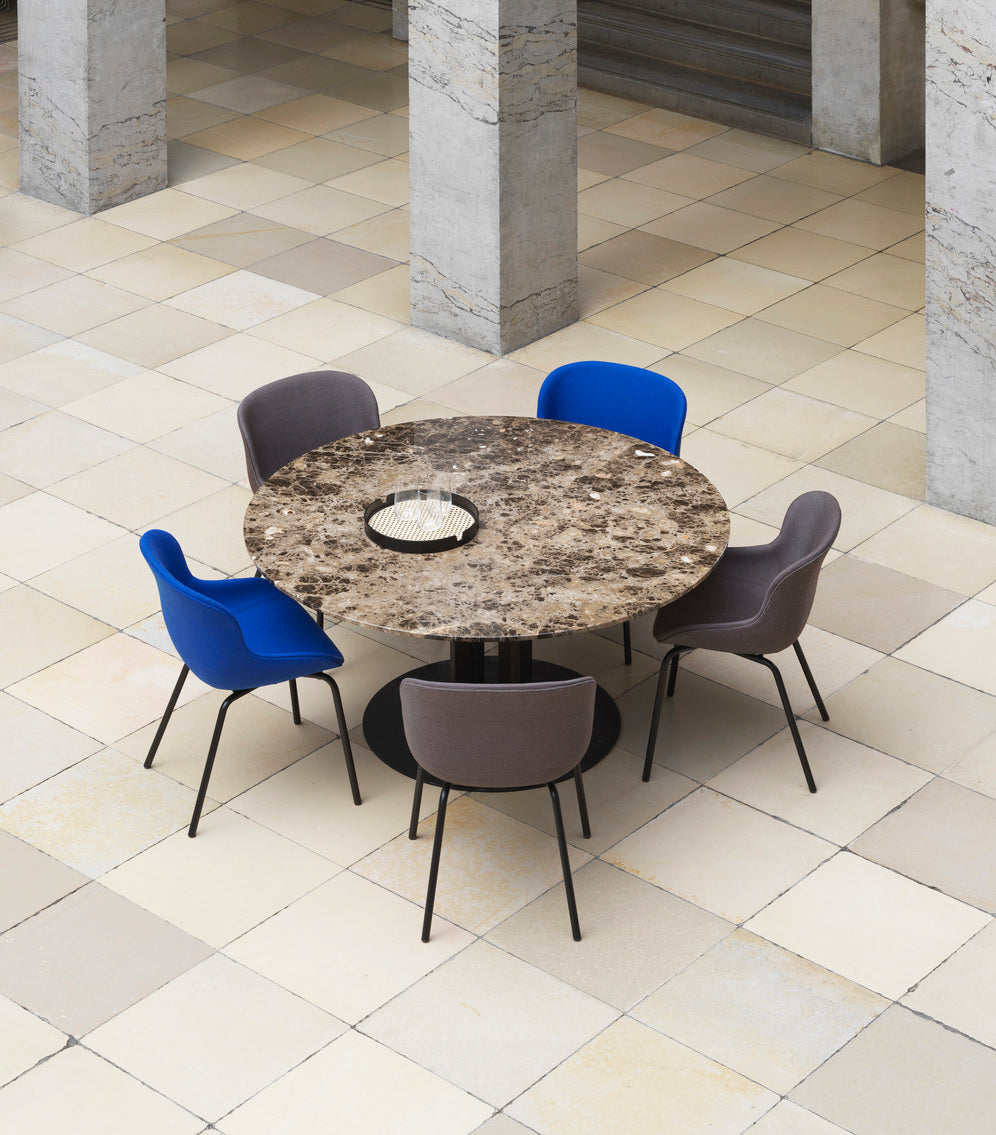 Round table Coffee marble top with a black base