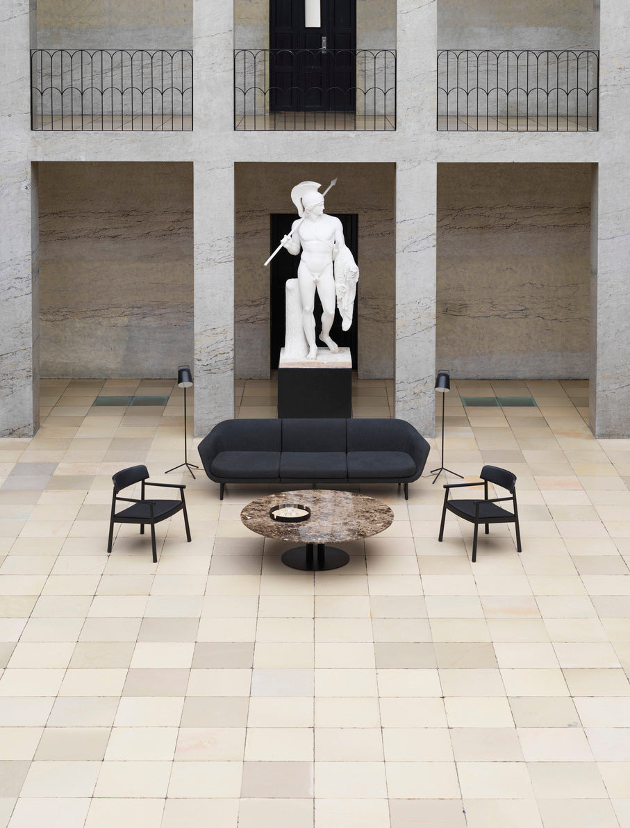 Round Coffee Table Scala sand marble top with a black base
