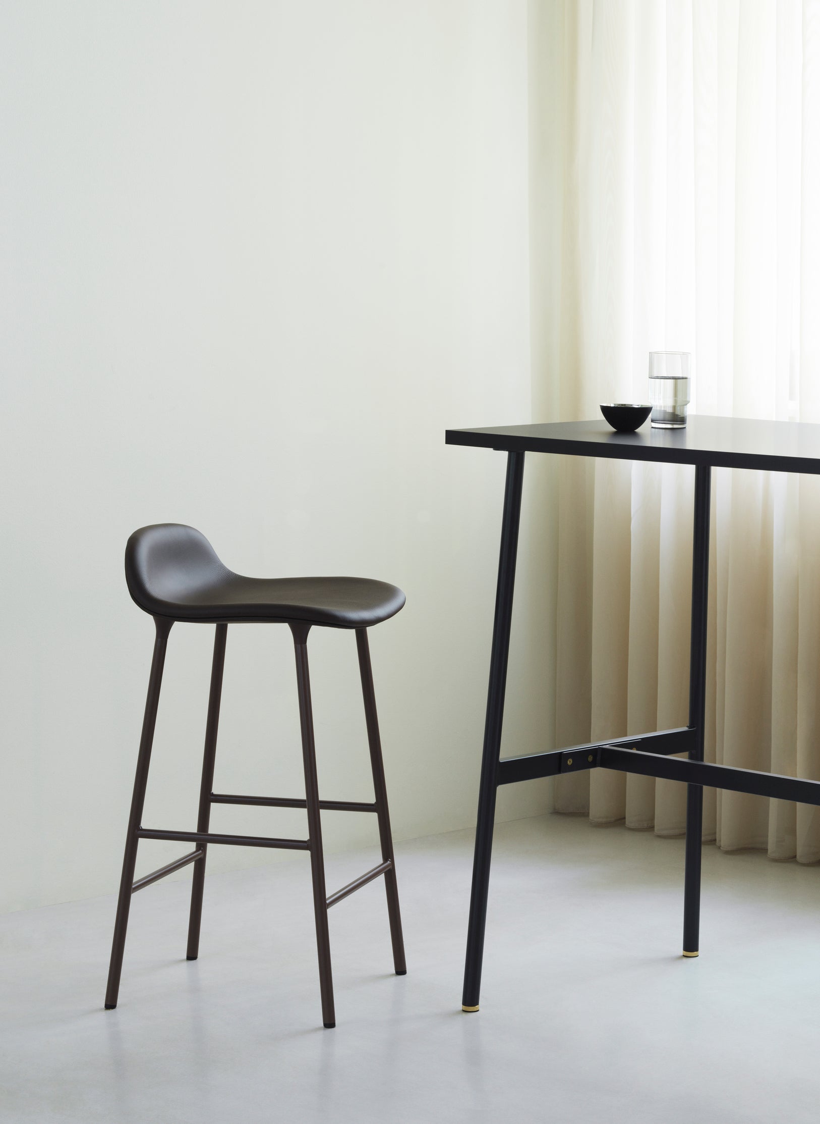 Upholstered forms with a blue base