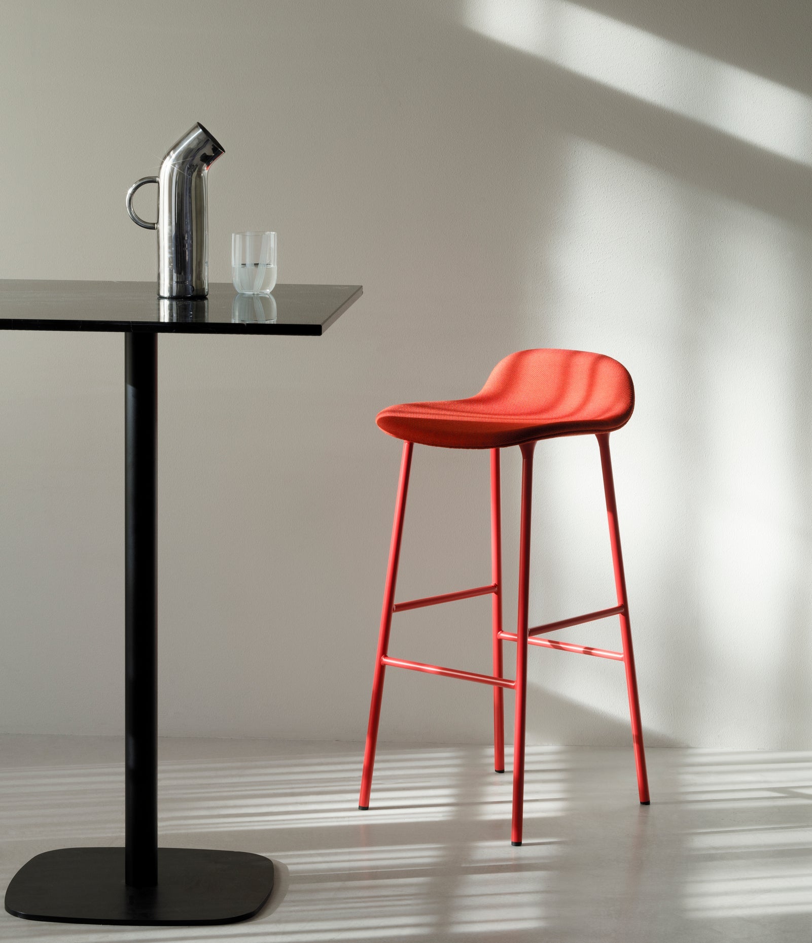 Upholstered forms with a blue base