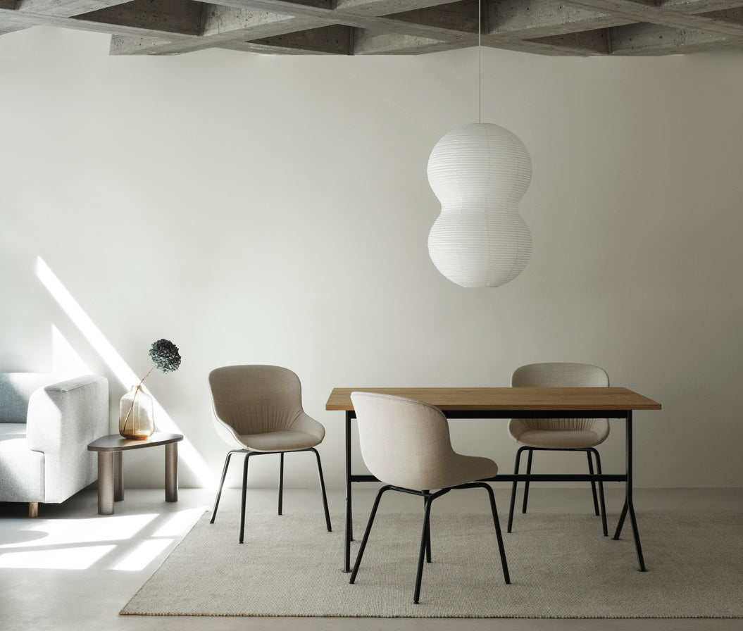 Dark brown Kip desk with a gray base