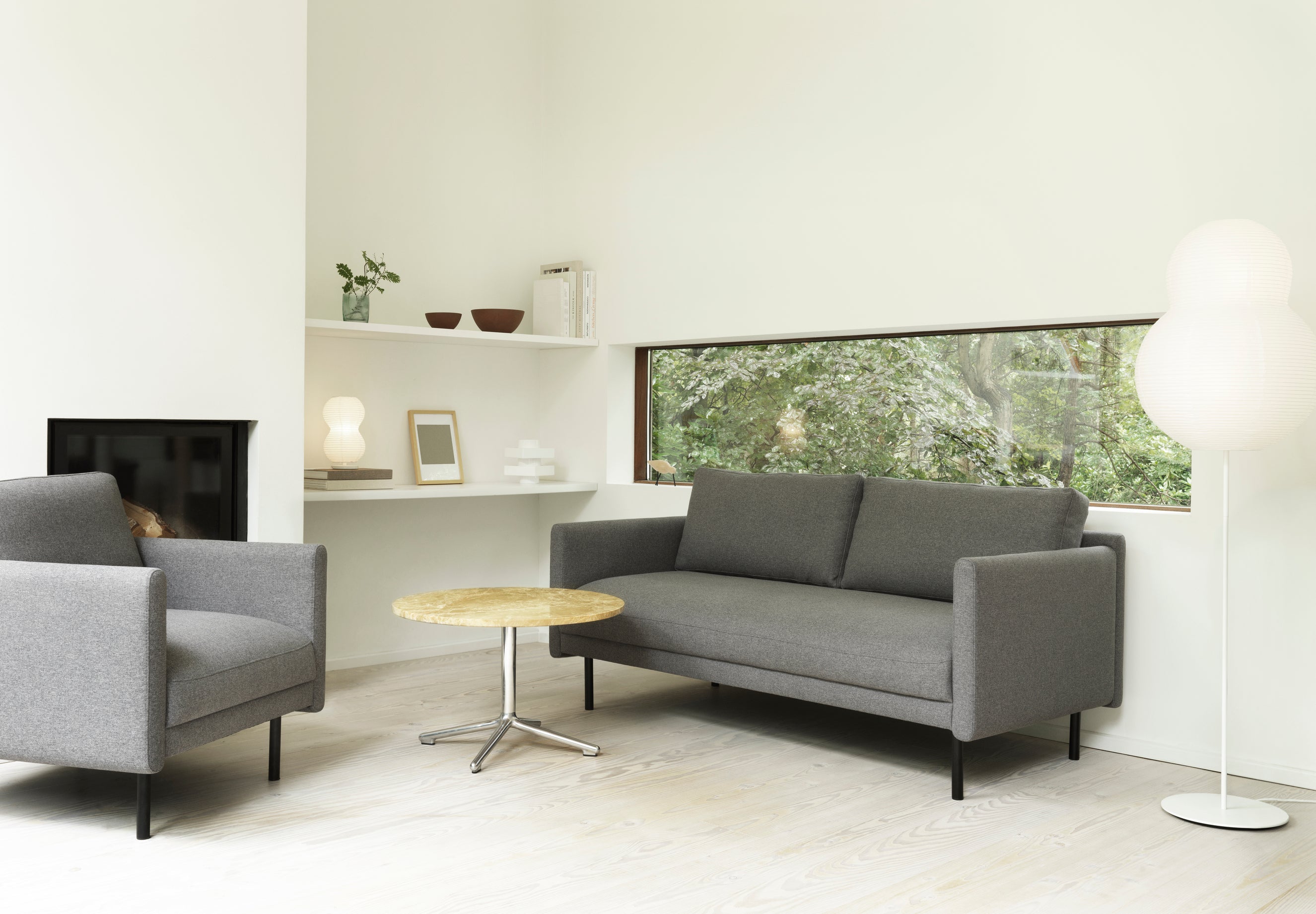 Coffee table Lunar black oak top with an aluminum base