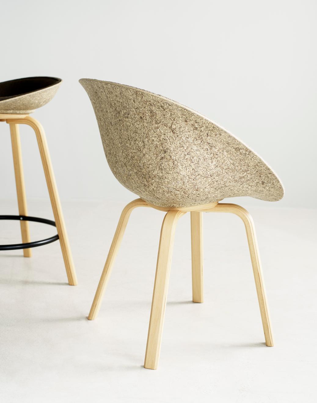 Armchair Green Mat chair with a beech base [Ola]