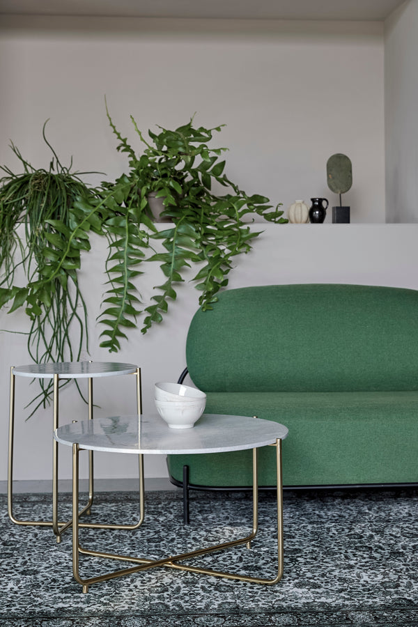 Timpa coffee table white marble with a golden base