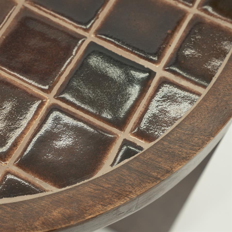Stolik boczny TILED UP ciemnobrązowe drewno mango