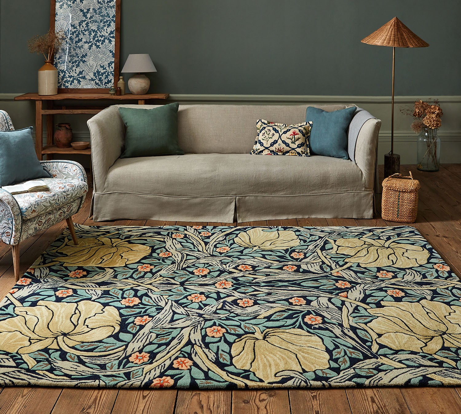 PIMPERNEL INDIGO Teppich blau und gelb 