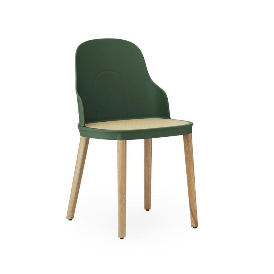 Allez Green chair with wicker and oak base