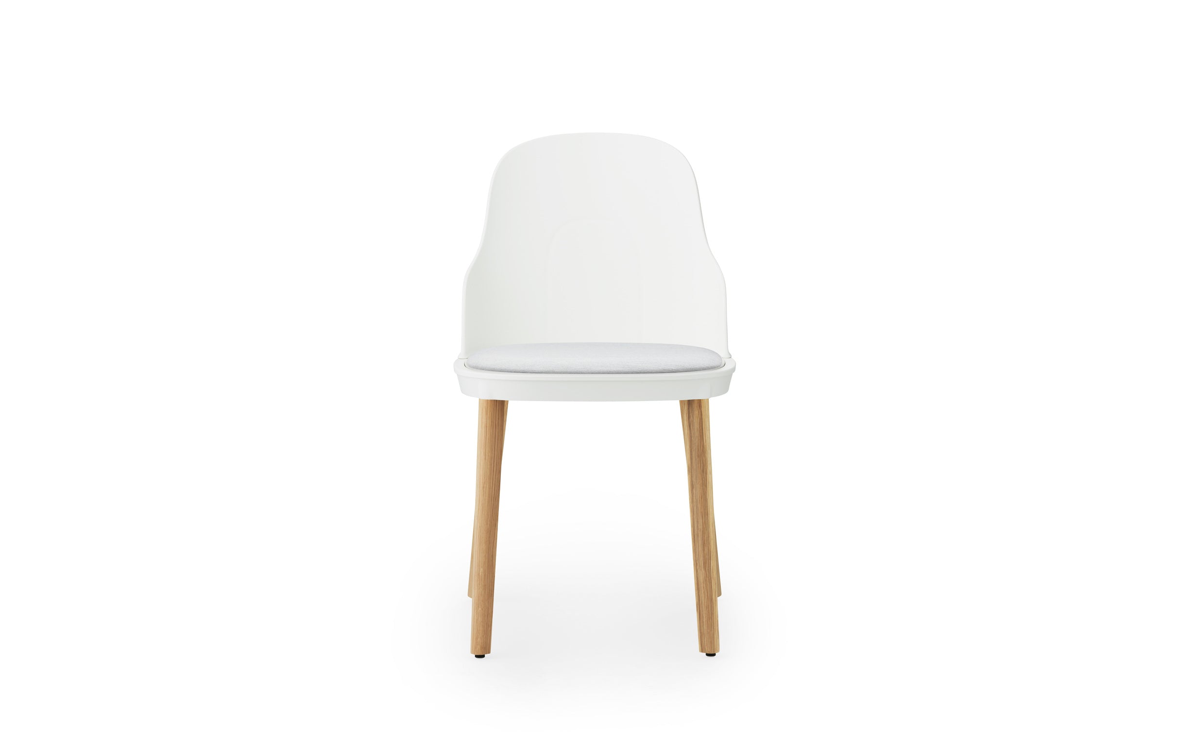 Sunbrella Canvas white allez chair with an oak base