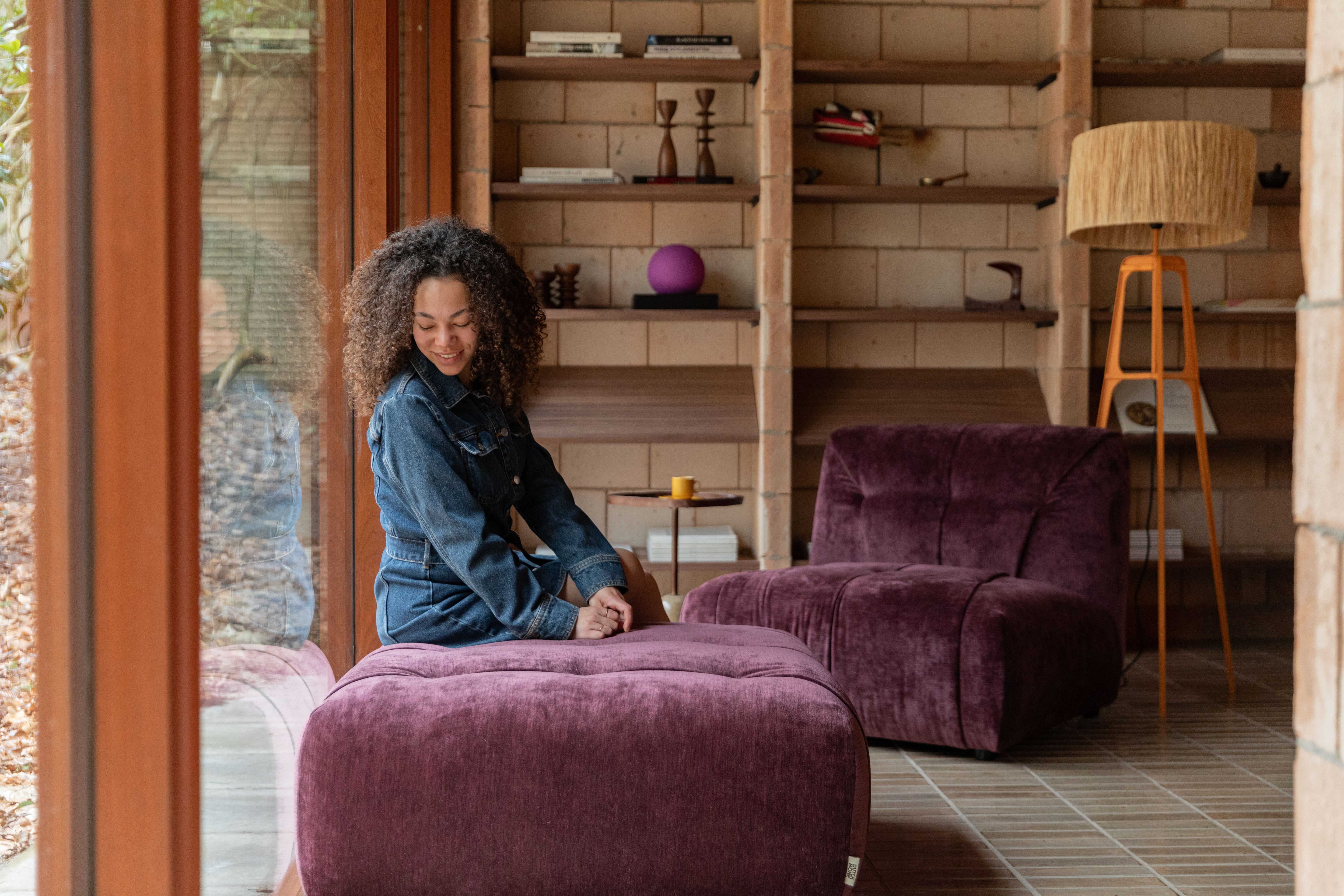 Sofa modułowa GIADA - element 1-osobowy śliwkowy welur