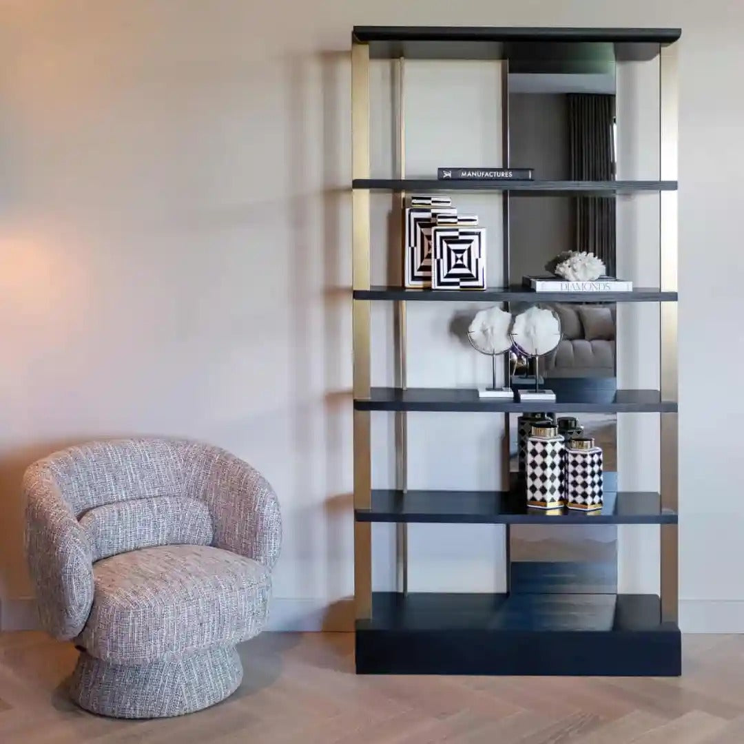 RIGLEY black shelf with brass finish