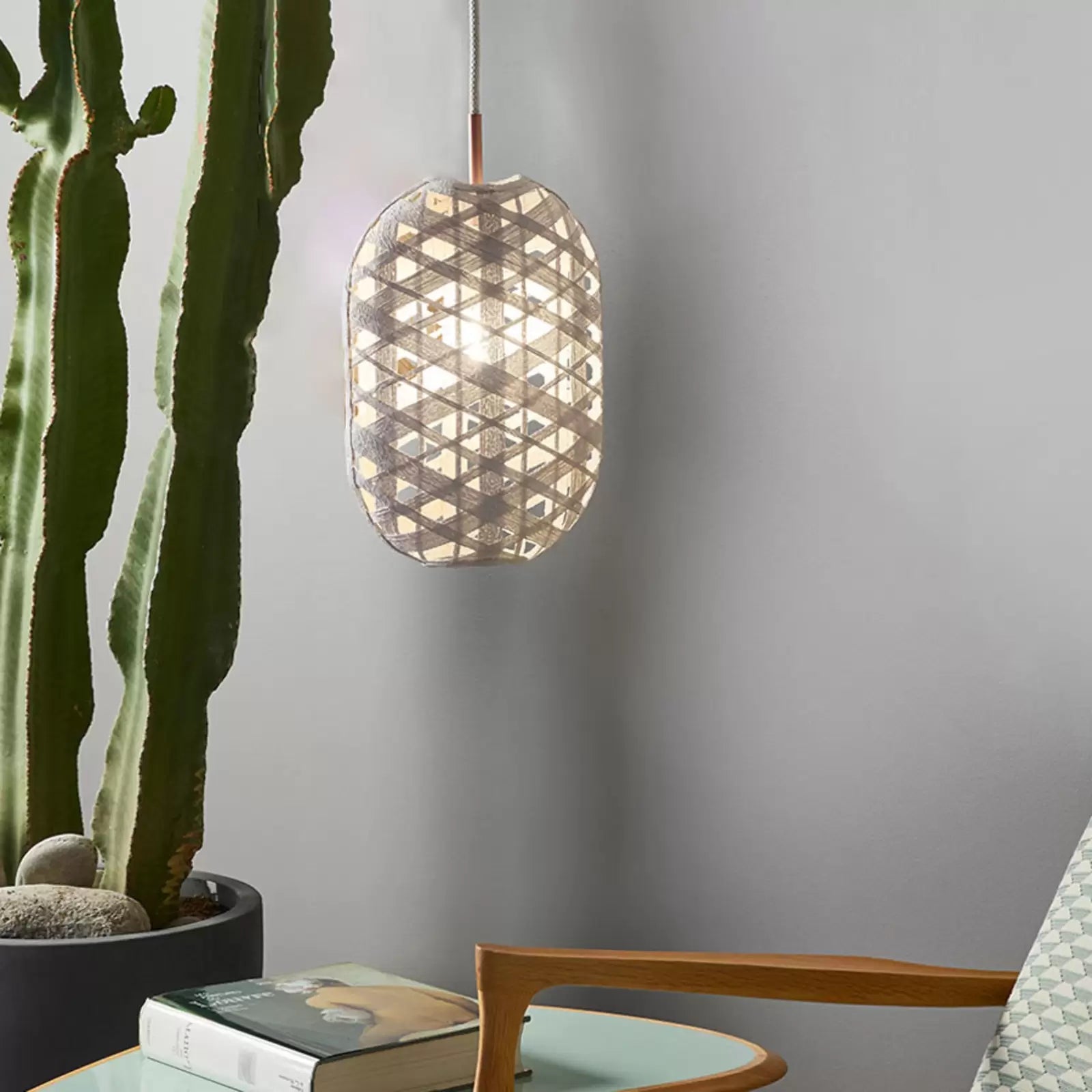 White capsule hanging lamp