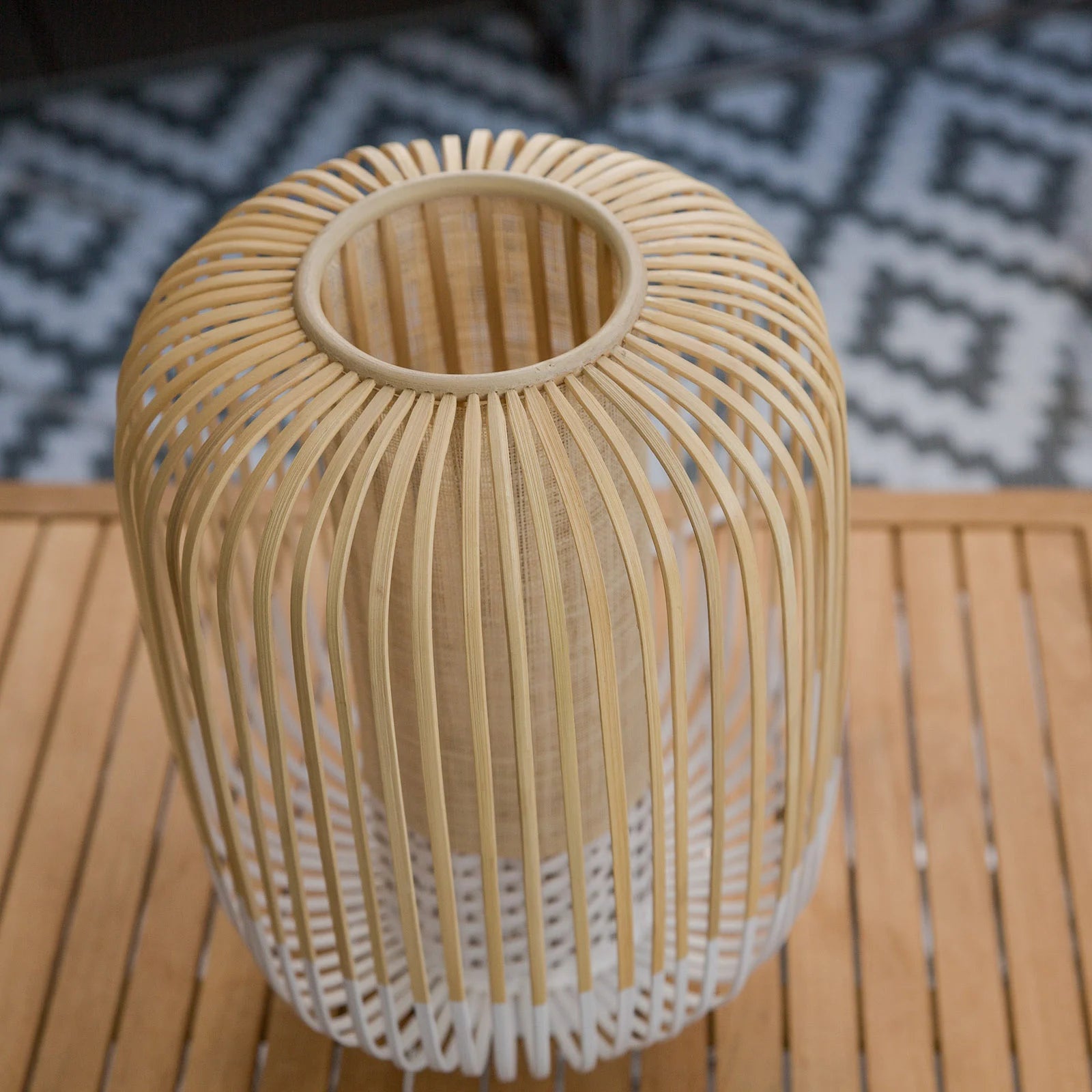 Bamboo white table lamp