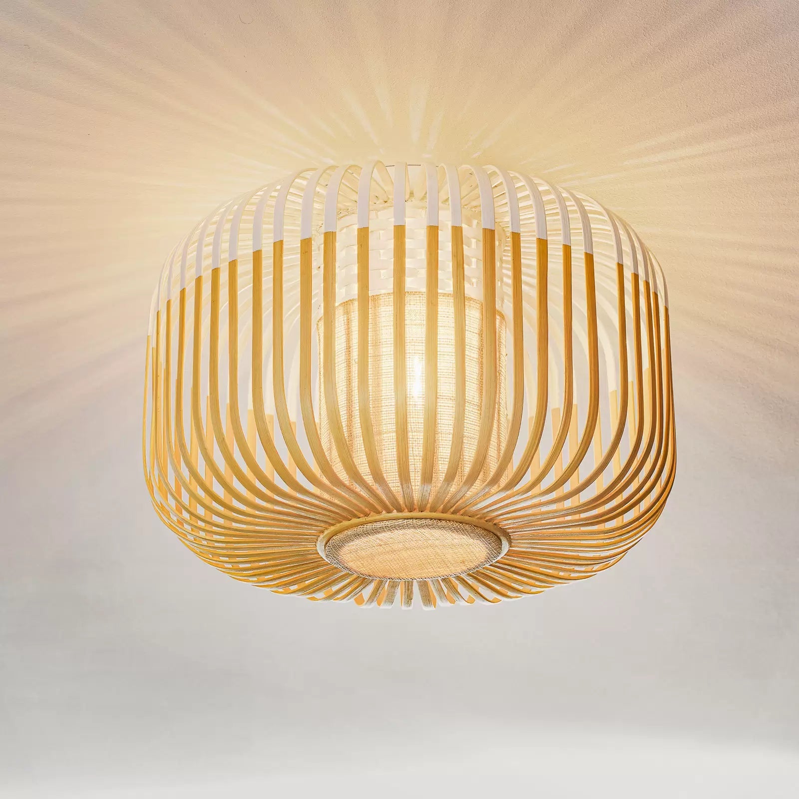 Bamboo ceiling lamp white