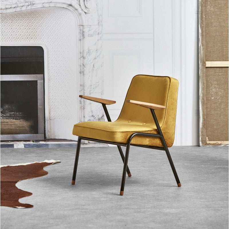 Fotel 366 METAL żółty w tkaninie Shine Velvet Mustard 366 concept    Eye on Design