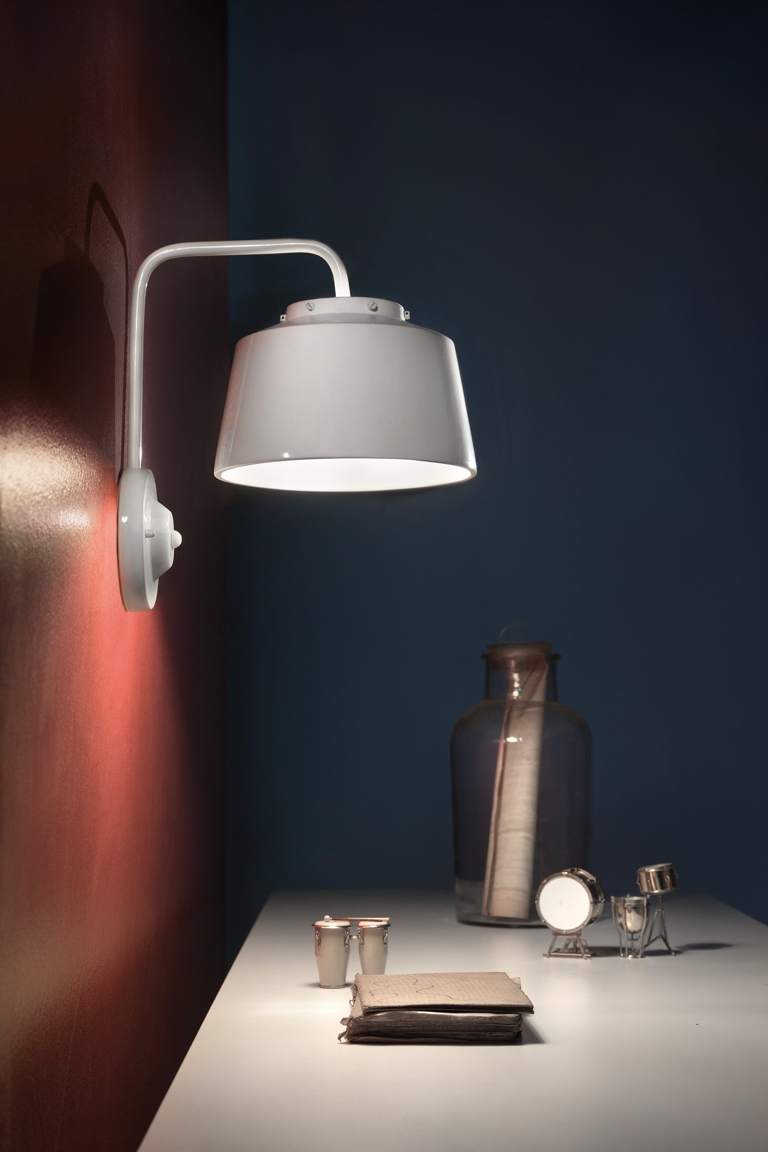 Keramik Wandlampe 50er Jahre schwarz 