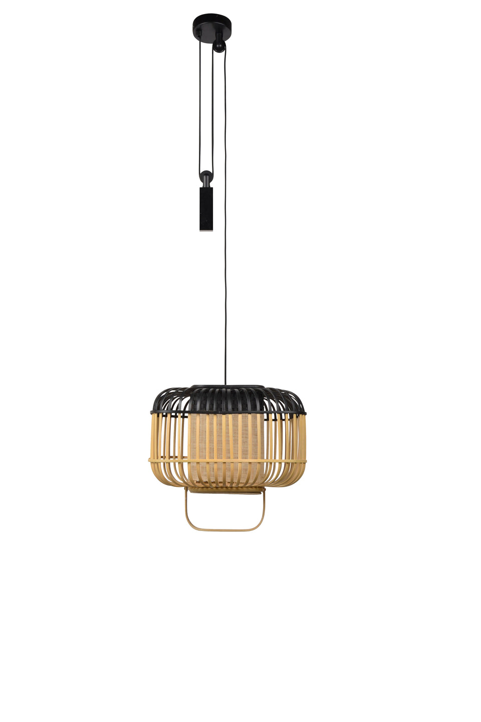 Square hanging lamp Bamboo black