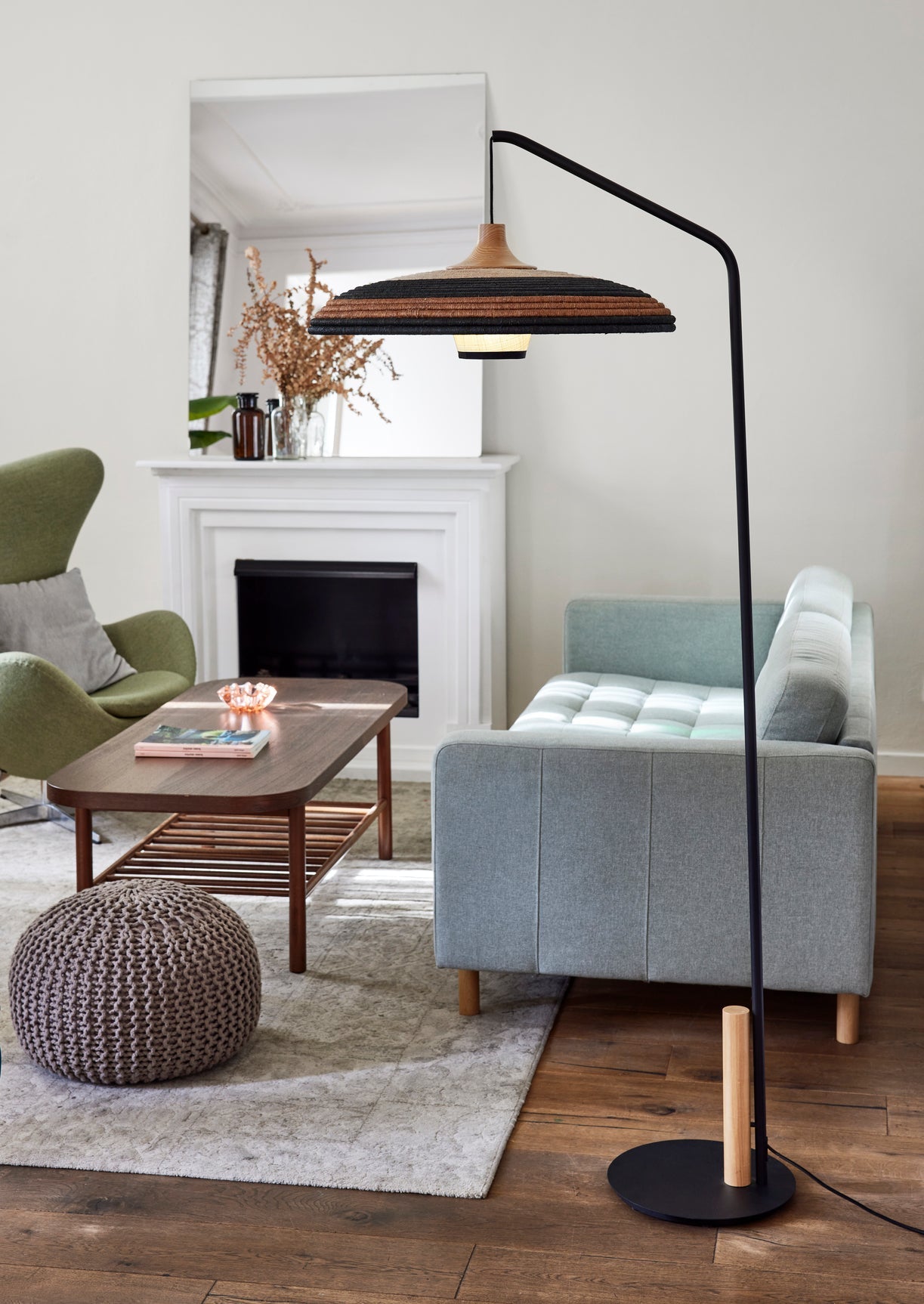 Brown grass floor lamp